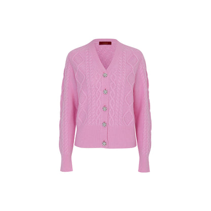 Cable-Knit Cashmere Cardigan - Pink