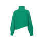 Cashmere Asymmetric Hem Turtleneck Sweater - Green