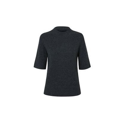 Callaite 100% Cashmere  Mock-Neck Slim Fit Sweater - Charcoal