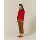 Callaite 100% Cashmere Solid Open Collar Sweater - Red
