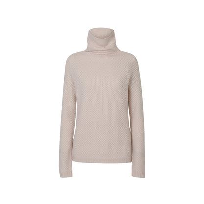 Callaite 100% Cashmere Open Weave High Neck Sweater - Ivory