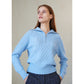 Cable-Knit Cashmere Half-Zip Sweater, Blue
