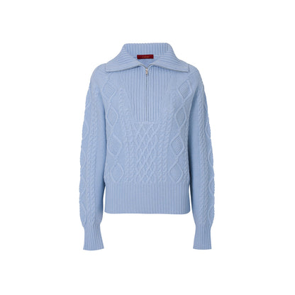 Cable-Knit Cashmere Half-Zip Sweater - Light Beige