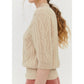 Cashmere Half Sleeves Cable-Knit Sweater - Light Beige