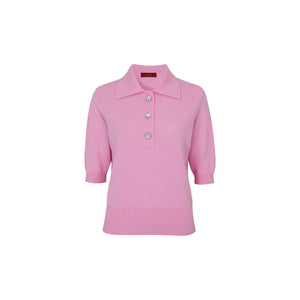 Crystal-Embellished Cashmere Polo Sweater - Pink
