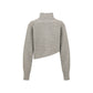 Cashmere Asymmetric Hem Turtleneck Sweater - Beige