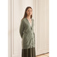 Middle Length Belted Cashmere Cardigan - Green