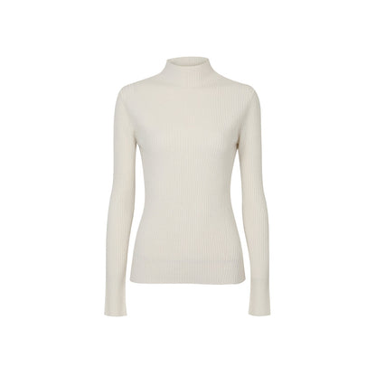 Slim Fit Ribbed Cashmere Turtleneck Sweater, Ivory