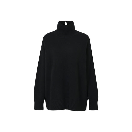 Cashmere Loose Fit High-Neck Sweater - Black