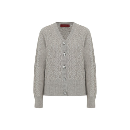Cable-Knit Cashmere Cardigan - Beige